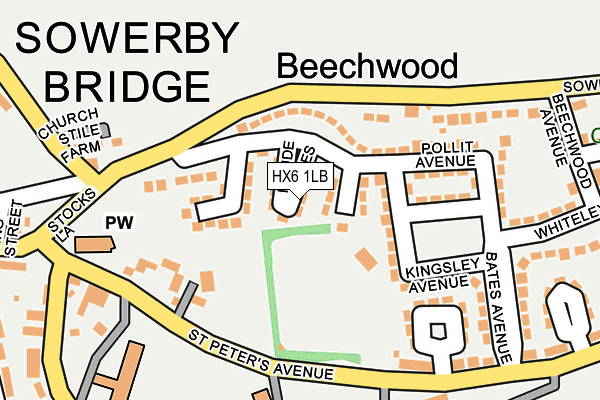 HX6 1LB map - OS OpenMap – Local (Ordnance Survey) HX6 1LB map - OS OpenMap – Local (Ordnance Survey)
