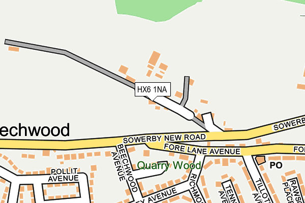 HX6 1NA map - OS OpenMap – Local (Ordnance Survey) HX6 1NA map - OS OpenMap – Local (Ordnance Survey)