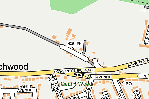 HX6 1PN map - OS OpenMap – Local (Ordnance Survey) HX6 1PN map - OS OpenMap – Local (Ordnance Survey)