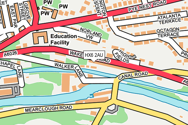 HX6 2AU map - OS OpenMap – Local (Ordnance Survey) HX6 2AU map - OS OpenMap – Local (Ordnance Survey)