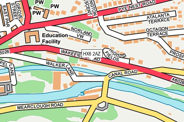 HX6 2AZ map - OS OpenMap – Local (Ordnance Survey) HX6 2AZ map - OS OpenMap – Local (Ordnance Survey)