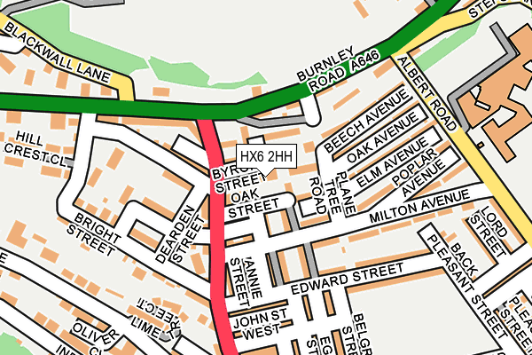 HX6 2HH map - OS OpenMap – Local (Ordnance Survey) HX6 2HH map - OS OpenMap – Local (Ordnance Survey)