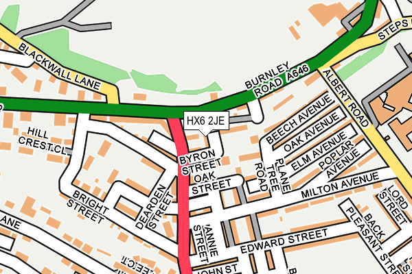 HX6 2JE map - OS OpenMap – Local (Ordnance Survey) HX6 2JE map - OS OpenMap – Local (Ordnance Survey)