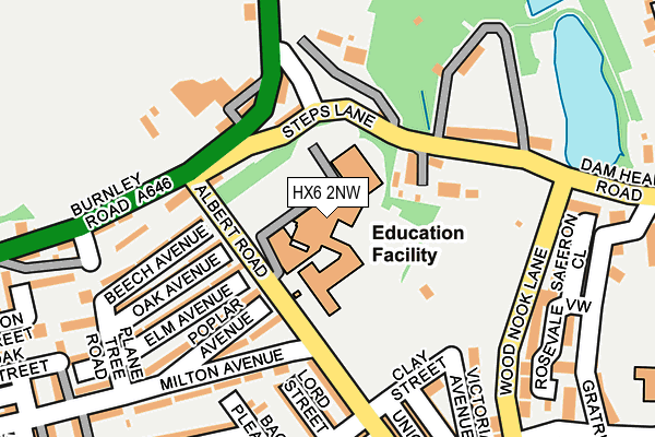 HX6 2NW map - OS OpenMap – Local (Ordnance Survey) HX6 2NW map - OS OpenMap – Local (Ordnance Survey)