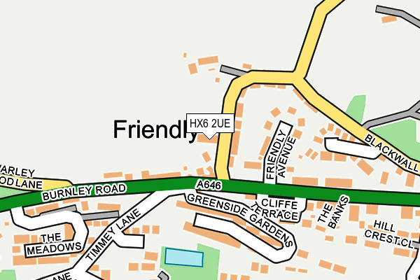 HX6 2UE map - OS OpenMap – Local (Ordnance Survey) HX6 2UE map - OS OpenMap – Local (Ordnance Survey)