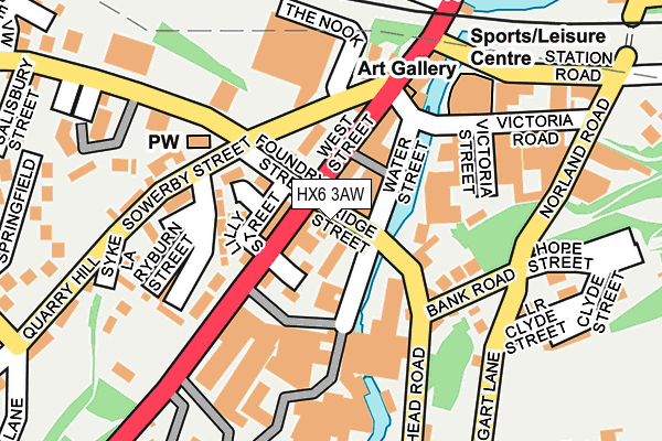 HX6 3AW map - OS OpenMap – Local (Ordnance Survey) HX6 3AW map - OS OpenMap – Local (Ordnance Survey)