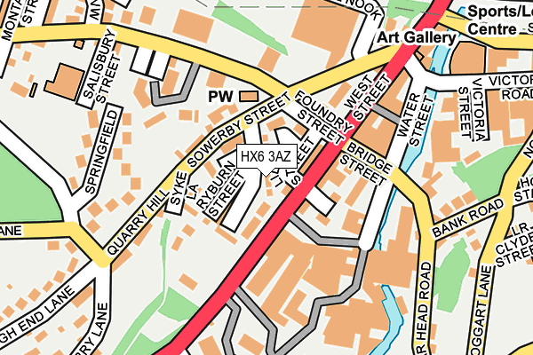 HX6 3AZ map - OS OpenMap – Local (Ordnance Survey) HX6 3AZ map - OS OpenMap – Local (Ordnance Survey)