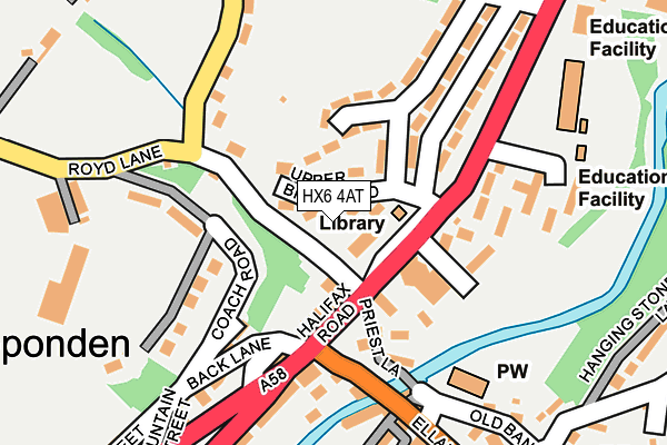 HX6 4AT map - OS OpenMap – Local (Ordnance Survey) HX6 4AT map - OS OpenMap – Local (Ordnance Survey)