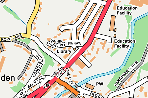 HX6 4AW map - OS OpenMap – Local (Ordnance Survey) HX6 4AW map - OS OpenMap – Local (Ordnance Survey)