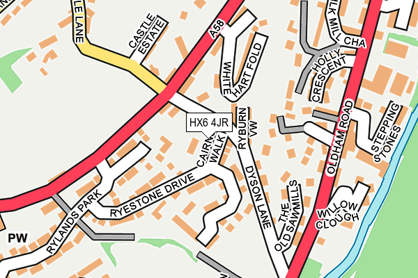 HX6 4JR map - OS OpenMap – Local (Ordnance Survey) HX6 4JR map - OS OpenMap – Local (Ordnance Survey)
