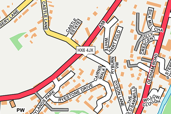 HX6 4JX map - OS OpenMap – Local (Ordnance Survey) HX6 4JX map - OS OpenMap – Local (Ordnance Survey)