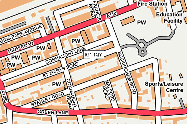 IG1 1QY map - OS OpenMap – Local (Ordnance Survey) IG1 1QY map - OS OpenMap – Local (Ordnance Survey)