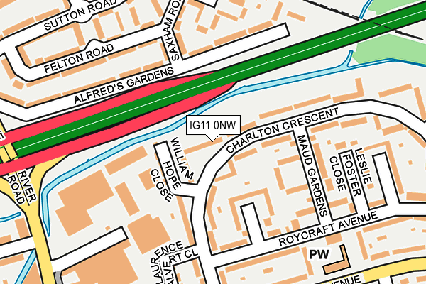 IG11 0NW map - OS OpenMap – Local (Ordnance Survey) IG11 0NW map - OS OpenMap – Local (Ordnance Survey)