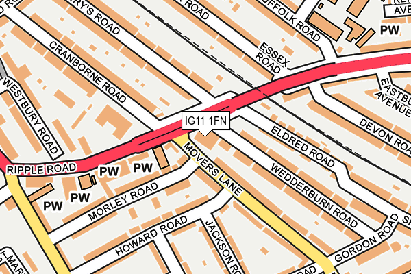 IG11 1FN map - OS OpenMap – Local (Ordnance Survey) IG11 1FN map - OS OpenMap – Local (Ordnance Survey)