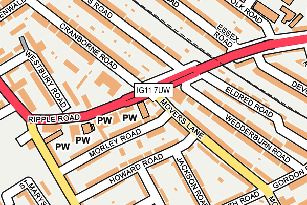 IG11 7UW map - OS OpenMap – Local (Ordnance Survey) IG11 7UW map - OS OpenMap – Local (Ordnance Survey)