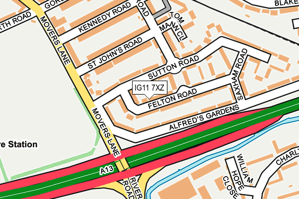 IG11 7XZ map - OS OpenMap – Local (Ordnance Survey) IG11 7XZ map - OS OpenMap – Local (Ordnance Survey)