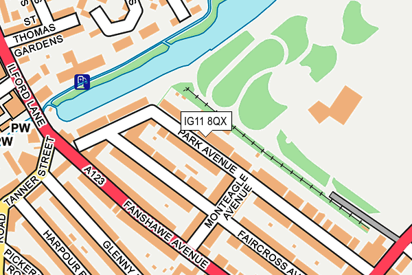 IG11 8QX map - OS OpenMap – Local (Ordnance Survey) IG11 8QX map - OS OpenMap – Local (Ordnance Survey)