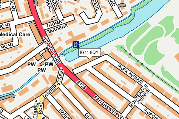 IG11 8QY map - OS OpenMap – Local (Ordnance Survey)
