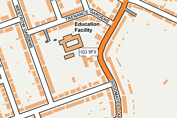 IG3 9FX map - OS OpenMap – Local (Ordnance Survey) IG3 9FX map - OS OpenMap – Local (Ordnance Survey)