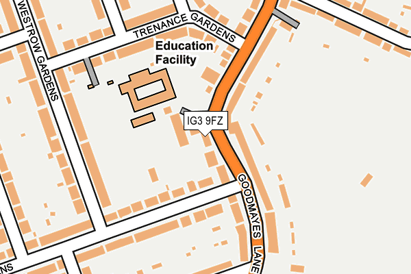 IG3 9FZ map - OS OpenMap – Local (Ordnance Survey) IG3 9FZ map - OS OpenMap – Local (Ordnance Survey)
