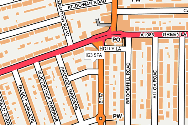 IG3 9PA map - OS OpenMap – Local (Ordnance Survey) IG3 9PA map - OS OpenMap – Local (Ordnance Survey)
