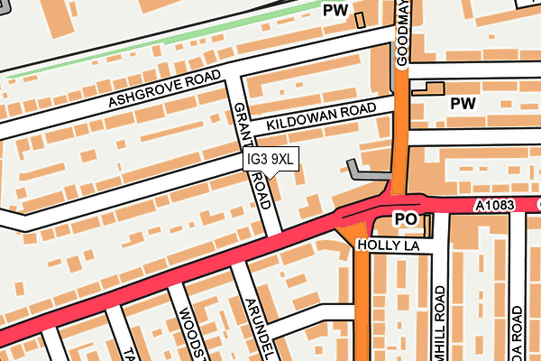 IG3 9XL map - OS OpenMap – Local (Ordnance Survey) IG3 9XL map - OS OpenMap – Local (Ordnance Survey)