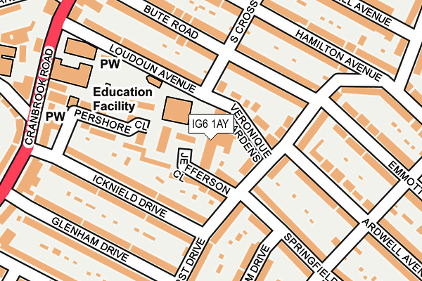 IG6 1AY map - OS OpenMap – Local (Ordnance Survey) IG6 1AY map - OS OpenMap – Local (Ordnance Survey)