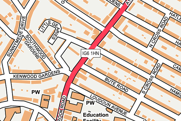 IG6 1HN map - OS OpenMap – Local (Ordnance Survey)