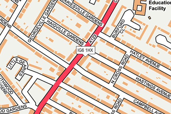 IG6 1HX map - OS OpenMap – Local (Ordnance Survey) IG6 1HX map - OS OpenMap – Local (Ordnance Survey)