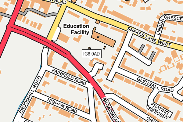 IG8 0AD map - OS OpenMap – Local (Ordnance Survey) IG8 0AD map - OS OpenMap – Local (Ordnance Survey)