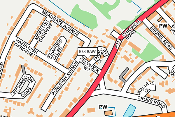 IG8 8AW map - OS OpenMap – Local (Ordnance Survey) IG8 8AW map - OS OpenMap – Local (Ordnance Survey)