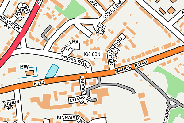 IG8 8BN map - OS OpenMap – Local (Ordnance Survey) IG8 8BN map - OS OpenMap – Local (Ordnance Survey)