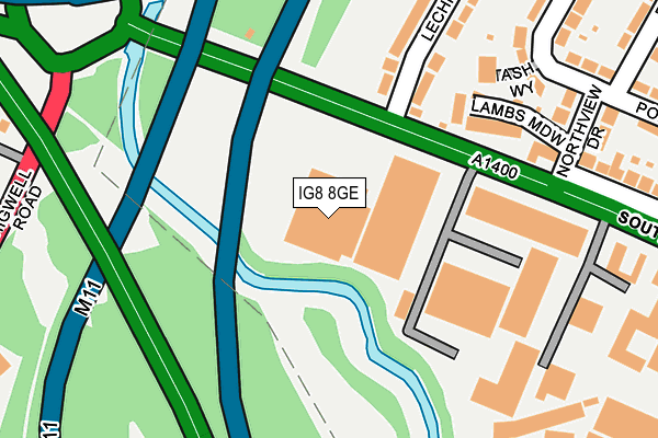 IG8 8GE map - OS OpenMap – Local (Ordnance Survey) IG8 8GE map - OS OpenMap – Local (Ordnance Survey)