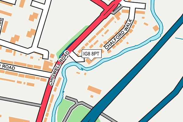 IG8 8PT map - OS OpenMap – Local (Ordnance Survey) IG8 8PT map - OS OpenMap – Local (Ordnance Survey)
