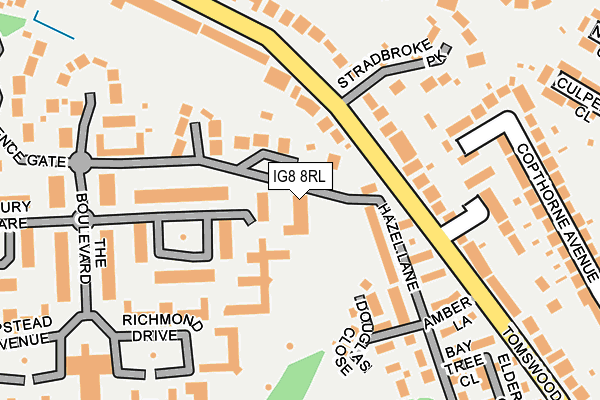 IG8 8RL map - OS OpenMap – Local (Ordnance Survey) IG8 8RL map - OS OpenMap – Local (Ordnance Survey)