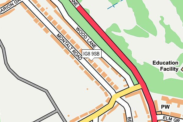 IG8 9SB map - OS OpenMap – Local (Ordnance Survey) IG8 9SB map - OS OpenMap – Local (Ordnance Survey)