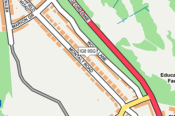 IG8 9SG map - OS OpenMap – Local (Ordnance Survey) IG8 9SG map - OS OpenMap – Local (Ordnance Survey)