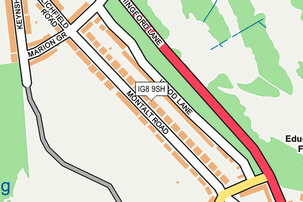 IG8 9SH map - OS OpenMap – Local (Ordnance Survey) IG8 9SH map - OS OpenMap – Local (Ordnance Survey)