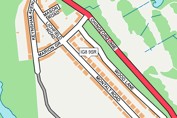 IG8 9SR map - OS OpenMap – Local (Ordnance Survey) IG8 9SR map - OS OpenMap – Local (Ordnance Survey)