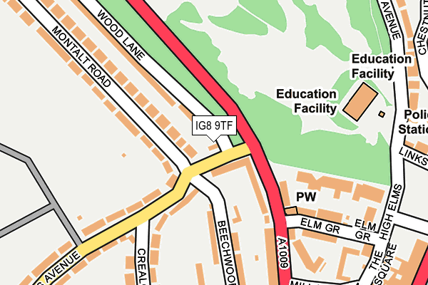IG8 9TF map - OS OpenMap – Local (Ordnance Survey) IG8 9TF map - OS OpenMap – Local (Ordnance Survey)