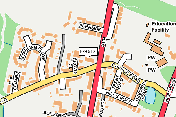 IG9 5TX map - OS OpenMap – Local (Ordnance Survey) IG9 5TX map - OS OpenMap – Local (Ordnance Survey)