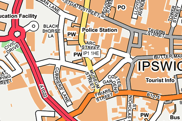 IP1 1HE map - OS OpenMap – Local (Ordnance Survey) IP1 1HE map - OS OpenMap – Local (Ordnance Survey)
