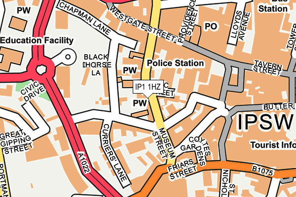 IP1 1HZ map - OS OpenMap – Local (Ordnance Survey) IP1 1HZ map - OS OpenMap – Local (Ordnance Survey)