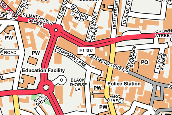 IP1 3DZ map - OS OpenMap – Local (Ordnance Survey) IP1 3DZ map - OS OpenMap – Local (Ordnance Survey)