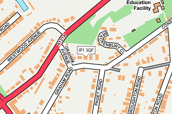 IP1 3QF map - OS OpenMap – Local (Ordnance Survey) IP1 3QF map - OS OpenMap – Local (Ordnance Survey)