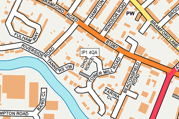 IP1 4QA map - OS OpenMap – Local (Ordnance Survey) IP1 4QA map - OS OpenMap – Local (Ordnance Survey)