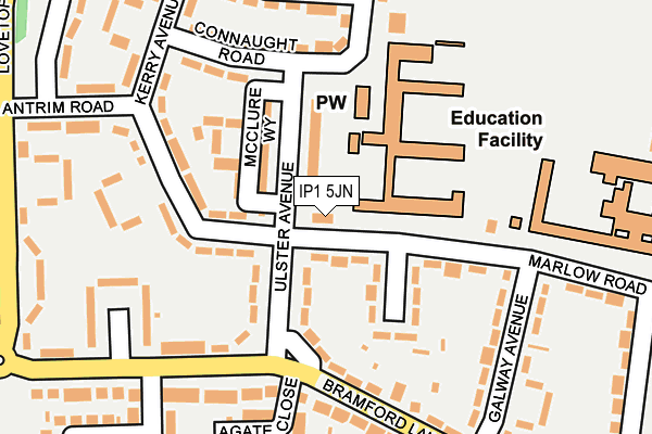 IP1 5JN map - OS OpenMap – Local (Ordnance Survey) IP1 5JN map - OS OpenMap – Local (Ordnance Survey)