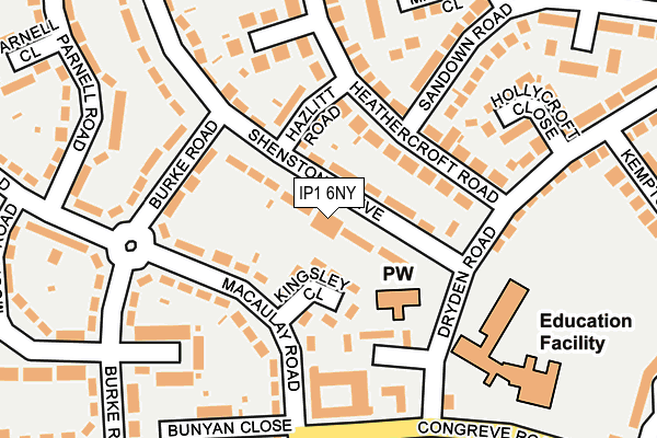 IP1 6NY map - OS OpenMap – Local (Ordnance Survey) IP1 6NY map - OS OpenMap – Local (Ordnance Survey)