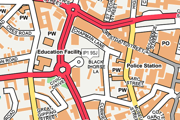 IP1 9SJ map - OS OpenMap – Local (Ordnance Survey) IP1 9SJ map - OS OpenMap – Local (Ordnance Survey)