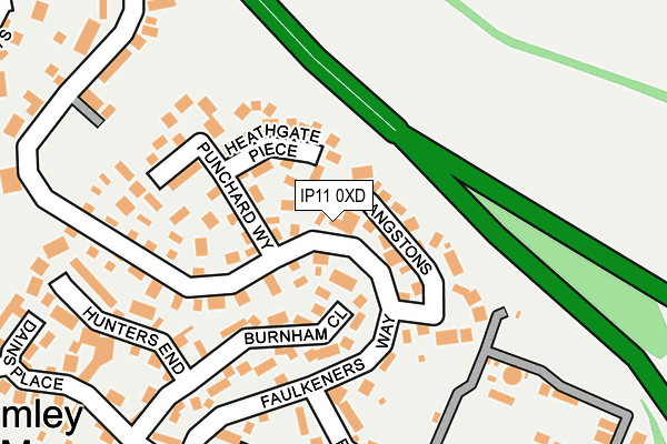 IP11 0XD map - OS OpenMap – Local (Ordnance Survey) IP11 0XD map - OS OpenMap – Local (Ordnance Survey)